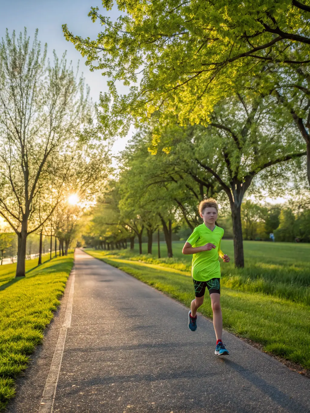 A dynamic image of a runner speeding along a well-groomed trail, showcasing the joy and freedom of running in a natural setting.