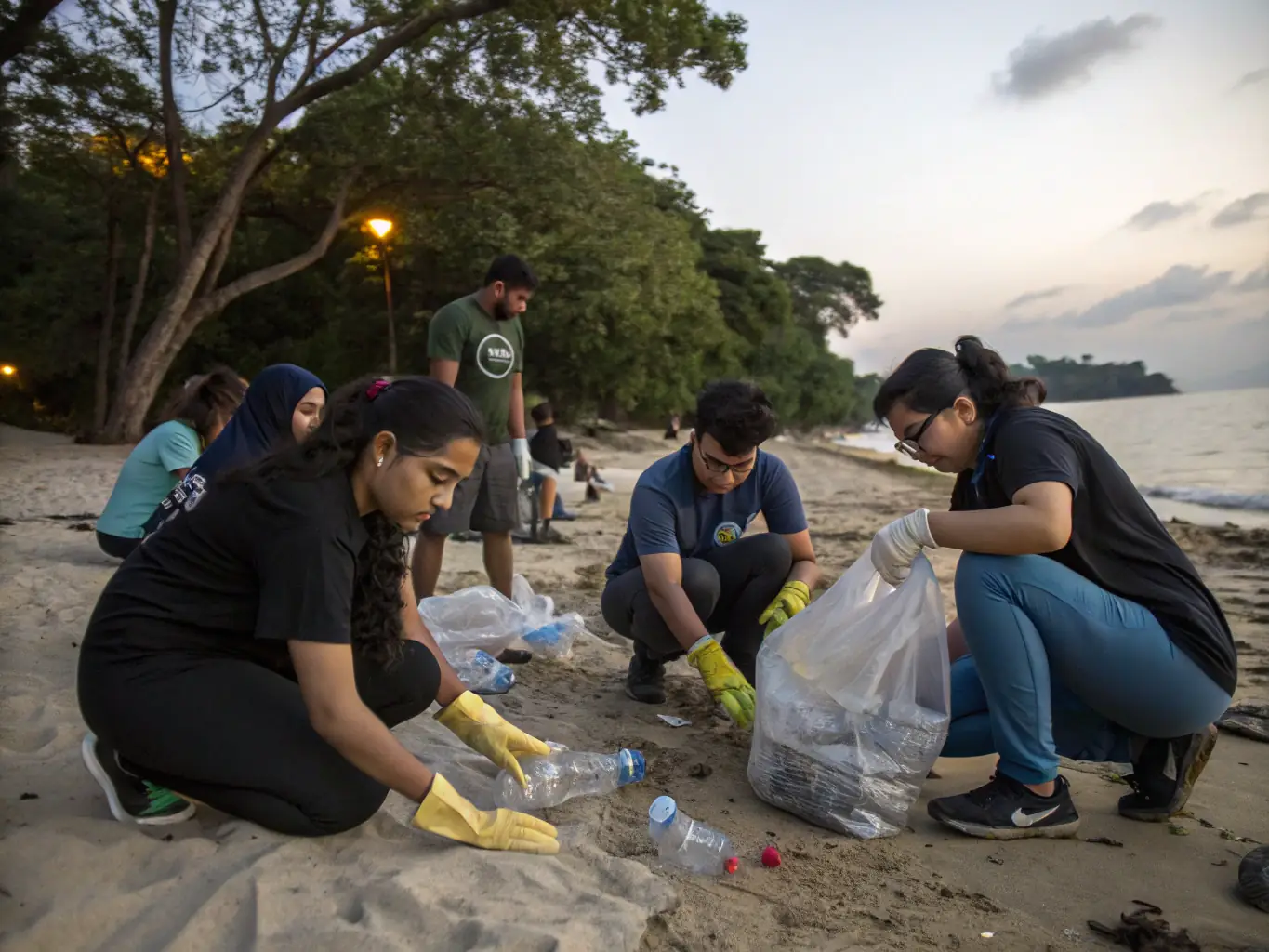 A dynamic shot of community members participating in a trail cleanup event, organized by the Erie County Conservation Society Inc, demonstrating the organization's commitment to maintaining accessible and clean outdoor spaces.